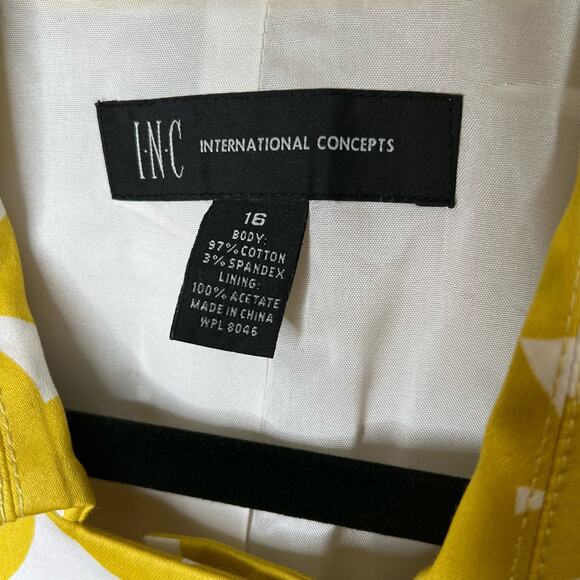 Inc International Concepts Yellow and White Dress Jacket - size 16 - Picture 6 of 7